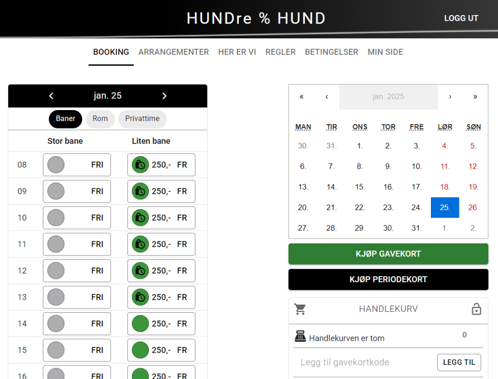 booking av hundehall hos hundre % hund